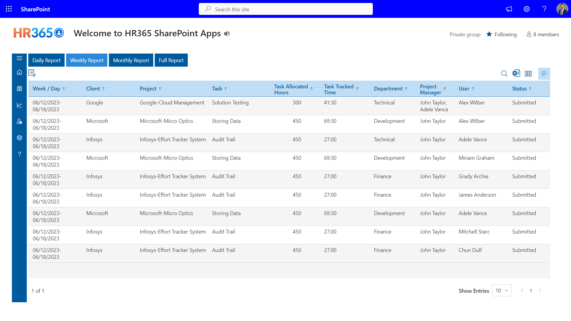 Microsoft time tracking software employee timesheet app 365